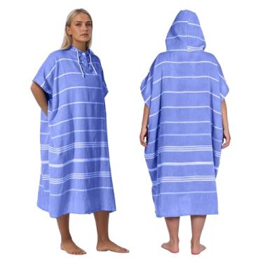 Imagem de 1 peça poncho de toalha turca de algodão poncho de surf turco toalhas de troca de toalhas de praia vestíveis roupão de banho com capuz com bolso saída de banho para homens adultos mulheres surfe