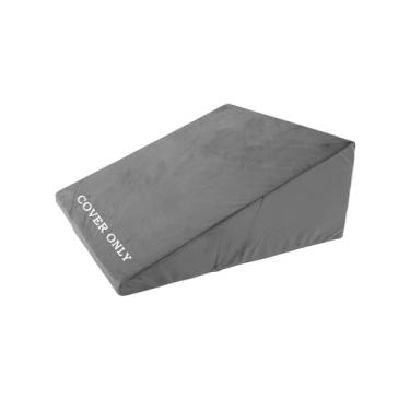 Imagem de Capa de almofada de cunha – Capa de almofada de veludo ultra macio e de lã com zíper, removível e lavável na máquina, apenas capa (cinza claro, 63,5 x 63,5 x 26,6 cm)