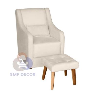 Imagem de Poltrona para Amamentação Glamour com Puff e Almofada - SMF Decor, Beg