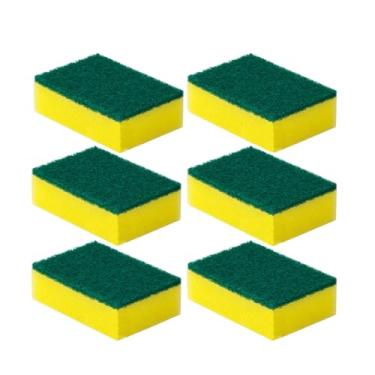 Imagem de 6 peças de esponjas de cozinha, esponjas de limpeza de cozinha, almofadas de esponja de limpeza sem arranhões, absorventes, reutilizáveis, suprimentos de limpeza para panelas, panelas, pia, lavar