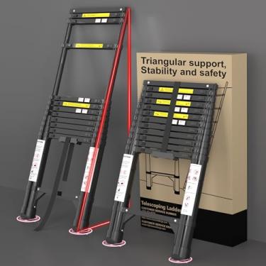 Imagem de Escada telescópica, escada de extensão de alumínio de 30 m, dobrável e ajustável, capacidade de 150 kg, escada retrátil compacta para casa, telhado, trailer e trailer de viagem
