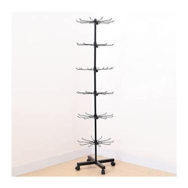 Imagem de Rack de exibição de joias preto giratório de 7 camadas - organizador versátil para colares, pulseiras, brincos, anéis e chaveiros - Suporte móvel para torre para varejo e uso doméstico