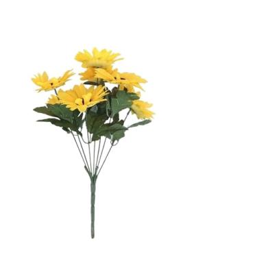 Imagem de 1 cacho de 7 cabeças de girassóis artificiais de 30 cm, buquê de flores falsas, jardim, livraria, casamento, café, loja, decoração de festa