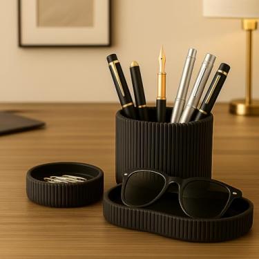 Imagem de Organizador de Mesa Multifuncional - Porta-Canetas, Lápis, Celular e Óculos para Escritório e Home Office, Organização Completa (Porta Caneta/Clipes/Oculos,Preto)