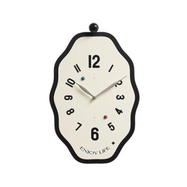 Imagem de KEG801302 Relógio para sala de estar, casa, minimalista, criativo, estilo creme, decoração de parede, moderno, silencioso, relógio de parede para casa, escritório, cozinha, relógio de parede (bege)