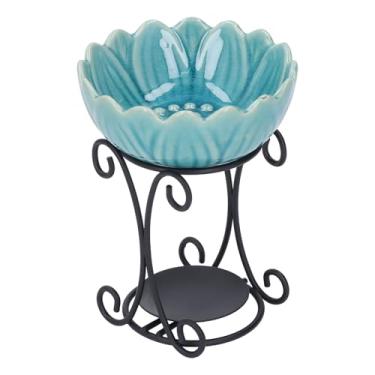 Imagem de Brrnoo Aquecedor de Cera Tealight, Aquecedor de Cera Com Queimador de óleo, Aparelho de Fusão de de Ferro para Aromaterapia Com Tigela de Cerâmica, Porta-velas de Estilo Europeu