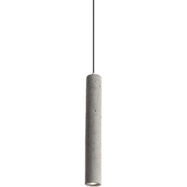 Imagem de Luminária Pendente Industrial Cilíndrica de Concreto com Estômatos Island Lights Cinza | Lustre com Lâmpada LED COB 5W de Luz Quente | Spots de Teto para Balcão de Bar, Restaurante (25cm/9,8