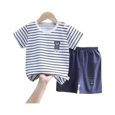 Imagem de Conjunto De Roupas De Verão Para Crianças, Camiseta De Algodão E Short