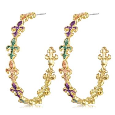 Imagem de Brincos de argola para mulheres, meninas, glitter, festivo, esmaltado, trevo verde, argolas para carnaval, joias para carnaval, Zinco, Sem pedra preciosa