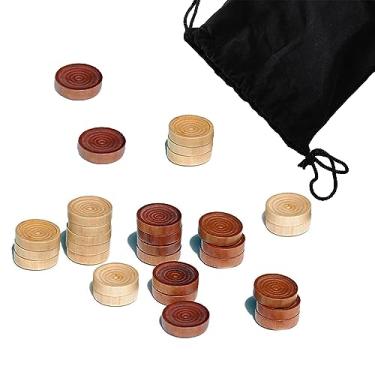 Imagem de Hellpnoom 30 Pieces of Checkers just one Game- Wooden Chess Pieces only-Checkers Pieces (30MM)