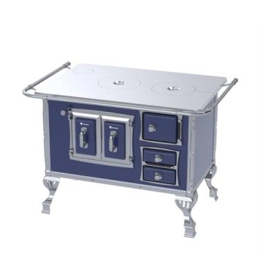 Imagem de Fogão a Lenha N 2 Sec Chapa de Aluminio Azul Saida Esquerda