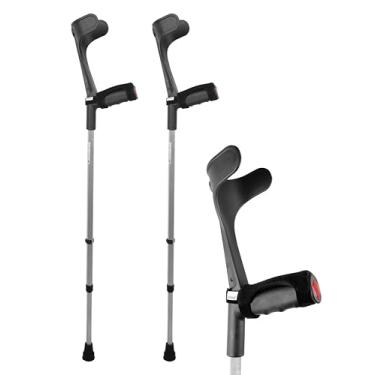 Imagem de KMINA - Muletas com alça macia (x2 peças), apoios de antebraço, andadores ortopédicos para adultos idosos preto - Feito na Europa