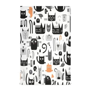 Imagem de Wassud Toalhas de cozinha coloridas gatos panos de prato de cozinha 1 pacote panos de prato macios com laço para pendurar toalha de mão de secagem rápida super absorvente toalhas de chá de mesa