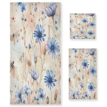 Imagem de xigua Conjunto de toalhas de banheiro de flores silvestres em aquarela absorvente macio 3 peças toalha de banho toalha de mão toalhas decorativas para banheiro, academia, hotel, praia, piscina