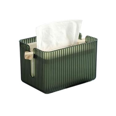 Imagem de Mesa de centro moderna para sala de estar, caixa de papel de luxo leve de alta qualidade, caixa de lenços criativos para uso doméstico, enfeites de mesa de grande capacidade (verde)