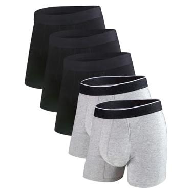 Imagem de AIRCUTE Cuecas boxer laváveis para incontinência à prova de vazamento, absorventes e absorventes para controle da bexiga, 63,5 ml, pacote com 5 (4GG, 3 pretas e 2 cinzas)