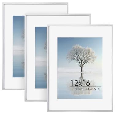 Imagem de FLYJOE Moldura de metal de 30 x 40 cm para parede com tapete para 22 x 30 cm, molduras de alumínio para documentos de certificado de 30 x 40 cm, com acrílico, moldura minimalista para pôster