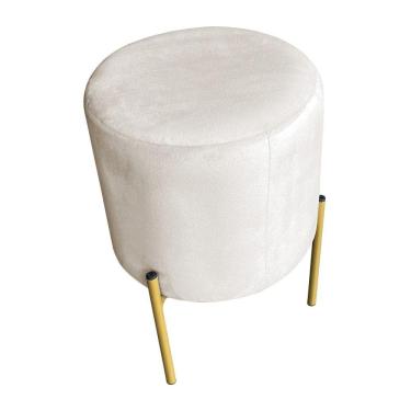 Imagem de Puff Decorativo Soren Suede Pés De Ferro Dourado - Pallazio Cor Grafite