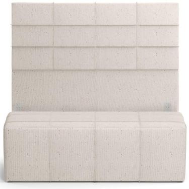 Imagem de Kit Cabeceira Cama Box Casal 140cm Com Calçadeira Roma W01 Linho Cru - Lyam