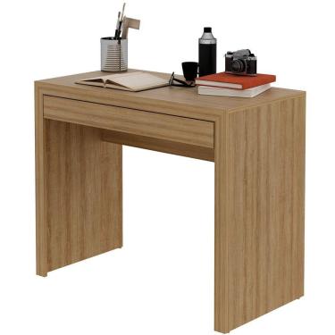 Imagem de Escrivaninha Mesa De Escritório 90 Cm 1 Gaveta Amêndoa