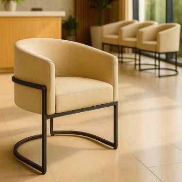 Imagem de Poltrona Decorativa Luana Veludo Com Pés De Ferro Preto 7 Decor Terracota