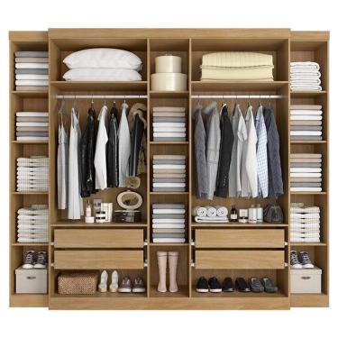 Imagem de Guarda Roupa Casal Supremo Glass 7 Portas Nogal Gris Acetinado - Thb