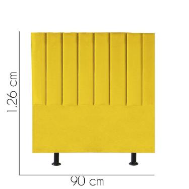 Imagem de Cabeceira Estofada Carla 90cm Solteiro Para Cama Colchão Box Quarto Corino Amarelo - Aurora Line