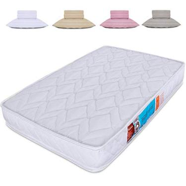 Imagem de Kit Colchão Para Chiqueirinho Cercadinho Mini Berço + Jogo Cama Lençol 3 Peças 100% Algodão Percal 300 Fios 100x70x10cm - BF Colchões