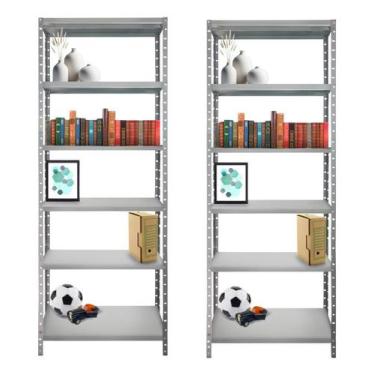 Imagem de Conjunto 2 Estantes Prateleiras Modular de Aço Multiuso Armário Livrei