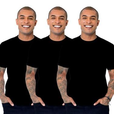 Imagem de Kit 3 Camisetas Tech Cotton Stretch - Camisaria Colombo, Preto, Xgg