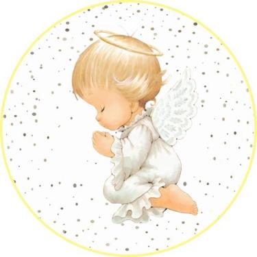 Imagem de Painel de Lona Redondo Anjinho Pedindo - Fabrika De festa, 180x180cm