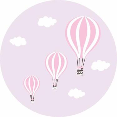 Imagem de Painel de Lona Redondo Balões Rosa - Fabrika De Festa, 150x150cm