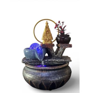 Imagem de Fonte Decorativa Nossa Senhora Aparecida com LED e Vaso Flor