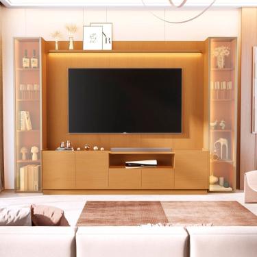 Imagem de Rack com Painel para Tv 84 Polegadas 100% Mdf com Led Vitoria Regia Marrom