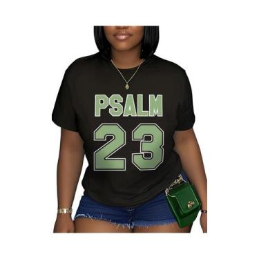 Imagem de Camiseta Casual Oversized Feminina De Manga Curta Com Decote Redondo E