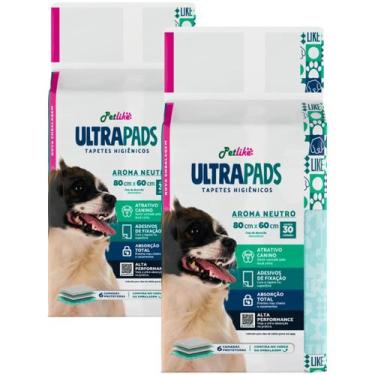 Imagem de Tapete Higiênico Cães Ultra Pads Neutro 80cmx60cm 60 Und Antivazamento