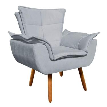 Imagem de Poltrona Pés Palito Opla Suede Cinza - Ibiza