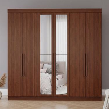 Imagem de Guarda-roupa Casal 6 Portas com Espelhos 234cm 100% Mdf Boston Espresso Móveis Jequitiba