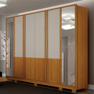 Imagem de Guarda-roupa Casal 06 Portas 06 Gavetas com Espelho 100% Mdf Urban Cinamomo/Off