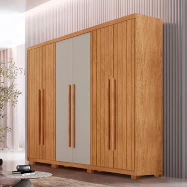 Imagem de Guarda Roupa Casal Toronto 100 MDF 6 Portas e 2 Gavetas Com Pés Moderna Mobília