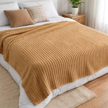 Imagem de Manta Cobertor Casal Relevo Canelado 200 X 180 Cm - Bege