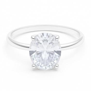 Imagem de Anel Solitário Oval em Prata 925 - MIT Joias, 26, Prata 925