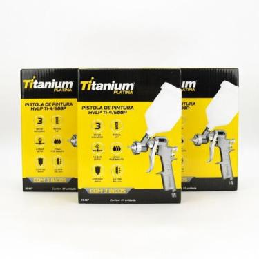 Imagem de Kit 3 Pistolas Pintura HVLP Gravidade 3 Bicos Titanium - Titanium Plat