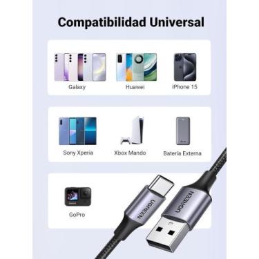 Imagem de UGREEN Cabo USB C para USB A 2.0 rápido 3A QC PD 3.0 ( 1,5m ) trança d