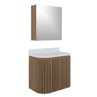 Imagem de Conjunto Gabinete para Banheiro Suspenso Emma 60cm - Venturi, Jequitib