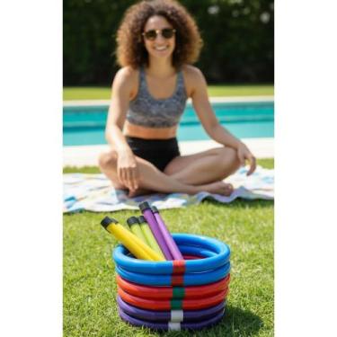 Imagem de 2x Kit Natação: 6 Argolas Submersíveis + 6 Bastões - Congratulations S