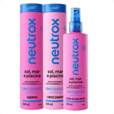 Imagem de Kit Neutrox Sol, Mar e Piscina: Shampoo, Condicionador e Sérum Reconstrutor 300ml