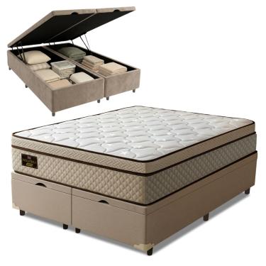 Imagem de Cama Box Baú Colchão Queen Gazin Inglaterra Premium Molas Ensacadas e Euro Pillow 158x1...