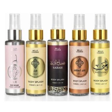 Imagem de Kit 5 Body Splash Árabe Feminino Wathanni Sabah Yara Gold Rose 100ml B