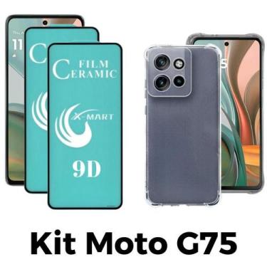 Imagem de Kit 2UN Película de Cerâmica para Moto G75 5G + 1UN Capa Silicone TPU 